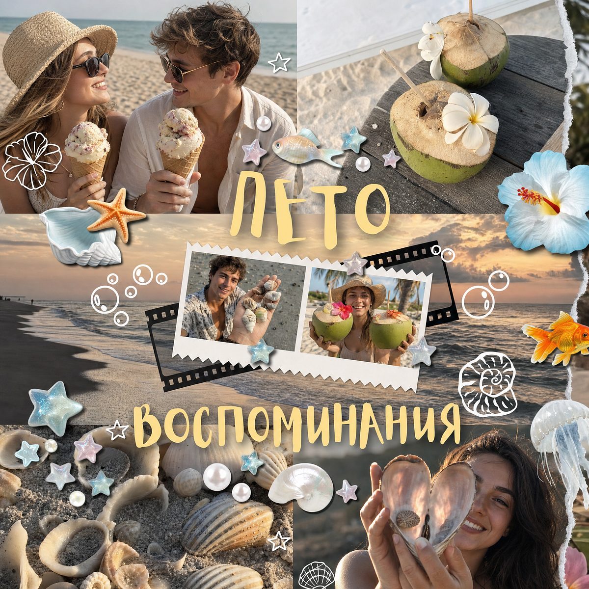 AI-коллаж в стиле «Лето»